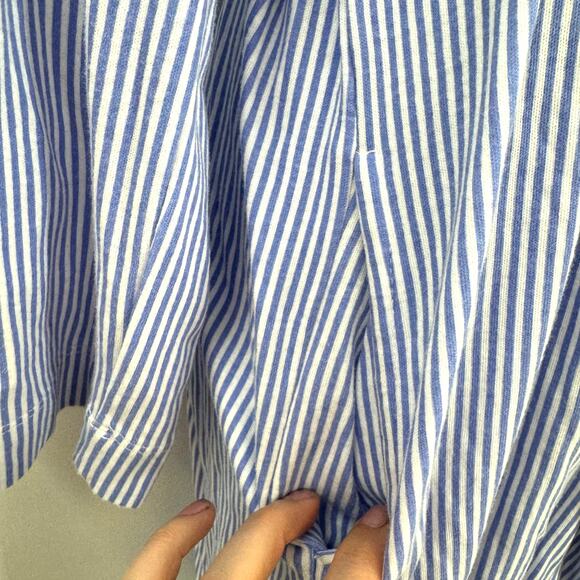 Lauren Ralph Lauren Womens Monogram Robe L Blue White Striped Preppy Old Money - Picture 6 of 10